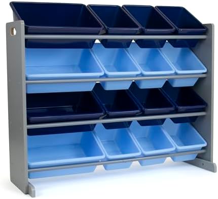 Humble Crew Supersized Toy Storage Organizer with 16 Removable Bins, Blue/Navy – Large Toy Storage for Toddlers Ideal for Kids' Rooms, Playrooms, and Nurseries - Modern Toy Bins for Kids