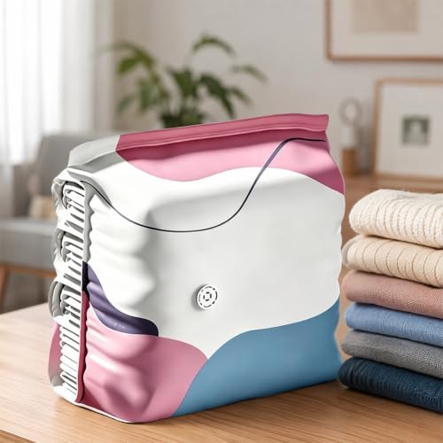 4pcs Travel Vacuum Bags Reusable No-Pump Vacuum Storage Bags (Medium Large) | 2pcs Vacuum Seal Bags Without Pump; Travel Space Saver Bags for Clothes, Bedding, Comforters; Reusable PET/PE; Double Zipper
