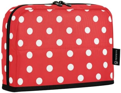 White Polka Dot Red Pencil Case for Kids Girls Boys | Large Pencil Pouch Pen Bag Holder with Big Capacity