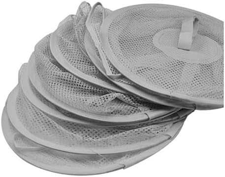 4 Tier Storage for Stuffed Animals,Storage Organizer,43.5 x12" Hanging Mesh Storage Basket with 2"Hooks,Folding Basket for Store Gloves,Shawls, Hats,Mittens, Attaches Easily to Any Rod -Grey