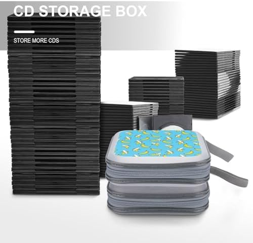 Portable Protective CD Holder Cute Banana, 40-Disc Hard Case with Zipper, Storage Binder for Music Movies Game Collections