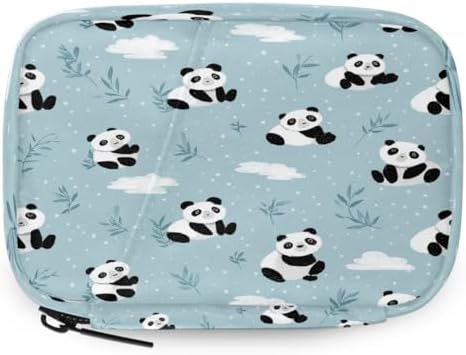 Weekly Pill Organizer Travel Size Bag with Removable 7 Day Pill Box Portable Vitamin Case Purse with Zipper,Panda with Bamboo Leaves Clouds