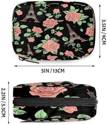 Travel Pill Organizer Pink Rose Eiffel Tower Pattern Small Pill Case