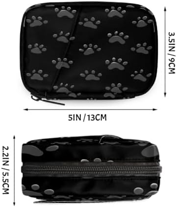 Travel Pill Organizer Black Dog Paw Prints Small Pill Case
