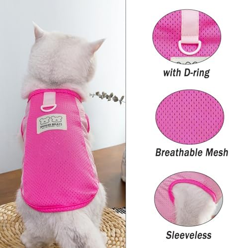 PAIDEFUL Mesh Tank Top for Small Dogs, Pink, L