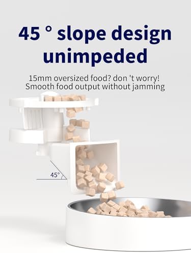 Automatic Cat Feeder, 2.4GHz WiFi Automatic Dog Food Dispenser, Fresh Protection, 4.5L Timer Feeder, Personalized Recording 10 Seconds, Easy to Clean, Stainless Steel Bowl (Double/White)