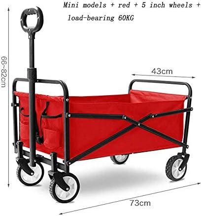 Folding Wagon, Garden Trolley Capacity 60 Kg, Portable Garden Cart with 4 Wheels, for Transport Garden Tools, Pets, Travel, Camping, Concerts, Beaches