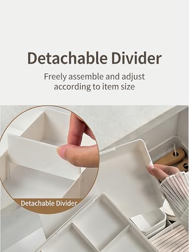 9 Compartments 4-Way Expansion Drawer Storage Box - Removable Divider for Space Saving and Organization for Cosmetics, Kitchen Utensils and Office Desk Essentials