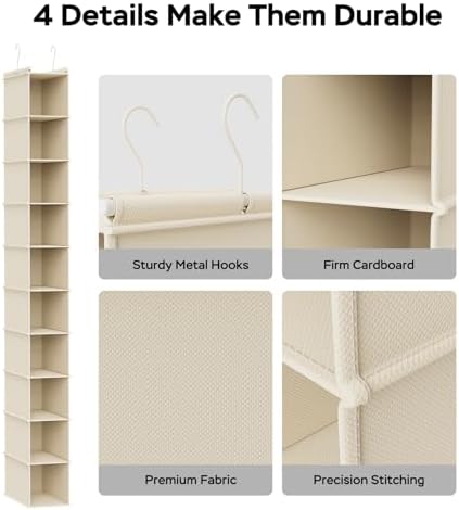 MAX Houser 10-Shelf Hanging Shoe Shelf Organizer, Hanging Shoe Storage for Closet (Beige) (Pack of 2)