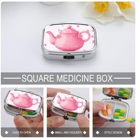 Pill Organizer, Portable Pill Box, Travel 7 Day Pillcase Teapot Medicine Organizer 2 Compartments Medicine Container for Vitamins, Medications, Fish Oil and Supplements