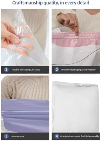 Vacuum Storage Bags,Vacuum Seal Bags For Clothing, Compression Packing Cubes Vacuum Storage Bags, Design For Quilt And Clothes Bedding Organizers For Closet Moving Dorm (2, Large And Medium)