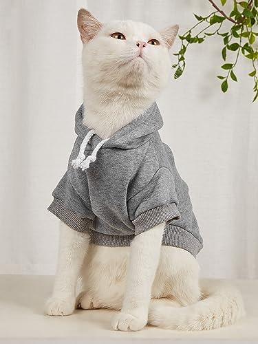 QWINEE Basic Dog Hoodie Sweatshirt Puppy Sweater Warm Cat Costumes Pet Clothes for Chihuahua Puppy Kitten Small Medium Dogs Grey and Cadet Blue X-Small