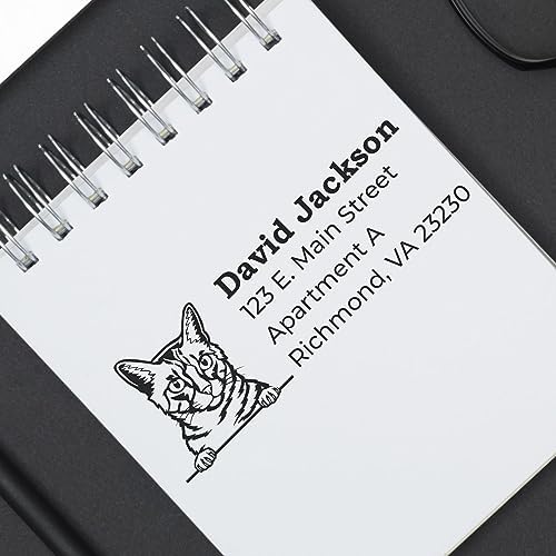 California Spangled Duo Personalized Cat Address Seal, Spangled Cat Return Stamp for Mail, Office, Scrapbooking, Crafting