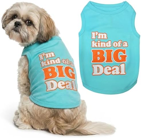 Parisian Pet Dog Shirt – 100% Cotton Shirts for Medium Dogs – Sleeveless Big Deal Pet Vest – Lightweight and Breathable Dogs Apparel – Cute Summer Dog Clothes - Stretchy T Shirts for Pets