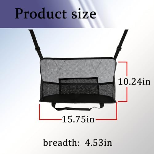 Car Net Pocket Handbag Holder, Organizer Mesh Bag Between Seats, Driver Storage Netting Pouch for Handbag Purse, Universal Accessory for Women and Men, Pet/Kids Car Barrier (Black)