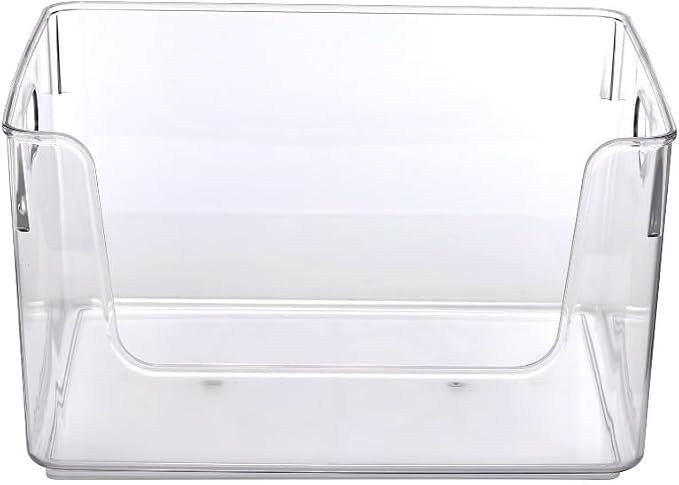 Glossy Plastic Open Front Organizer Bin Single Adult Size Stackable Storage Container Open Top Storage Bin For Closet Pantry Bathroom Cabinet Household Clothes Toiletries Sundry Organization