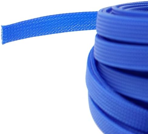 Othmro 32.8ft Length Expandable PET Flexible Braided Cable Sleeves 0.39in Width Wire Loom Sleeving and Organizers Flexible Wire Mesh Sleeves for TV Audio PC Computer Cords from Pet Chewing Blue