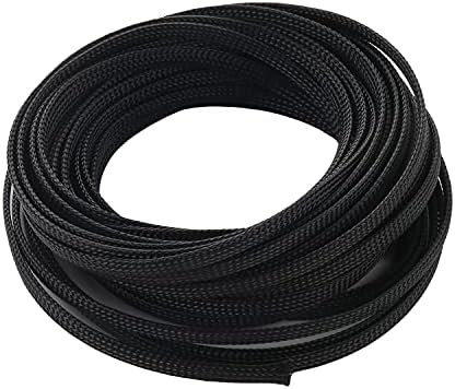 Jutagoss PET Expandable Braided Cable Sleeve, 32.8ft - 1/4 inch Black Cable Management Sleeve, Wire Loom Tube Cord Protector for USB Cable, Power Cord, Audio Video and More, 1Pc