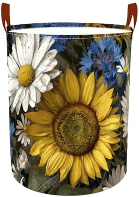 Laundry Basket 15.7x19.7 in Sunflower Daisy Hamper for Bedroom