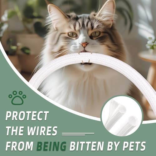 Split Wire Loom Tubing, Cable Protector Sleeve, Braided Cable Management for TV/Computer/Home Theater/Engine Bay, Cord Protectors from Pets No Chew (White, 3/8"-25ft)