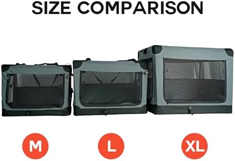 Ashfield & Harkness Collapsible Soft Dog Crate 30" - Gray, Portable | Sherpa-lined mat, waterproof & washable, steel frame, mesh windows - 30"×22"×22", folds to 3" - ideal for medium dogs up to