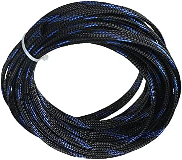 Jutagoss PET Expandable Braided Cable Sleeve, 16.4ft - 5/16 inch Black Blue Cable Management Sleeve, Wire Loom Tube Cord Protector for USB Cable, Power Cord, Audio Video and More, 1Pc