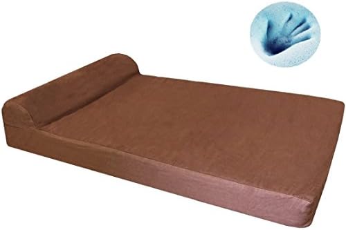 Dogbed4less Premium Jumbo HeadRest Orthopedic Cool Memory Foam Dog Bed for Large and Extra Large Dogs, Waterproof Liner with Durable Denim Cover, 55X47X4