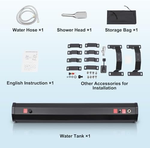 5.28 Gallon Pressurized Water Tank,Portable Car Camping Shower Water Storage Roof Rack Mounted Solar Shower or Overland Off-Road Vehicles, Pick-up Truck,Outdoor Activities Water Supply, RV, Camping