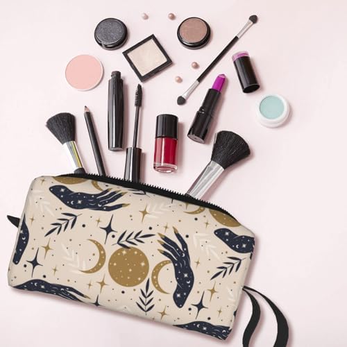 Boho Magic Celestial Makeup Bag for Women | Small Travel Cosmetic Pouch with Zipper, Compact Makeup Organizer Bag for Purse, Toiletries, Skincare & Daily Essentials
