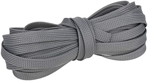 Bettomshin 1Pc 32.8Ft(10m) Cable Management Sleeve, 3/8"(10mm) Width PET Grey Cord Protector, Wire Loom Tube Insulated Split Sleeving for USB Cable Power Cord Organizer Video Cable Hider