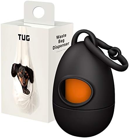 TUG Dog Waste Bag Dispenser, Black | 15 Bags Per Roll, With Dog Poop Bags