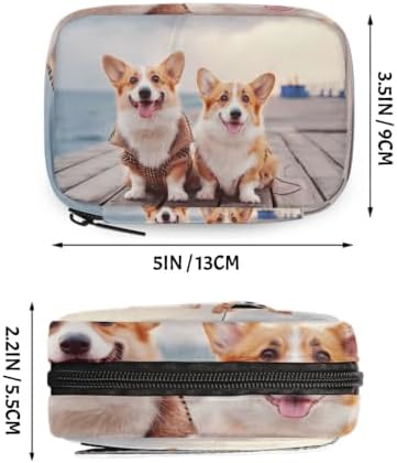 Travel Pill Organizer Two Cute Corgi Dogs Beach Pet Small Pill Case