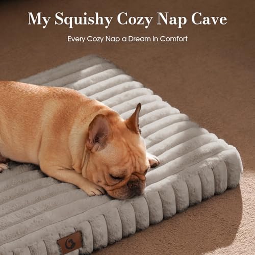 Extra Large Orthopedic Dog Crate Bed with Waterproof Lining | Egg crate foam for joint support. Soft plush surface. Non-slip bottom. Removable & machine washable cover. OEKO-TEX certified