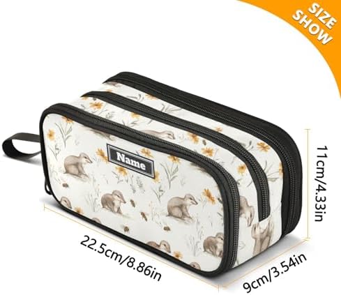KLL Custom Large Capacity Pencil Storage Case Teen Pen Pencil Case Travel with Zipper Sweet Platypus White
