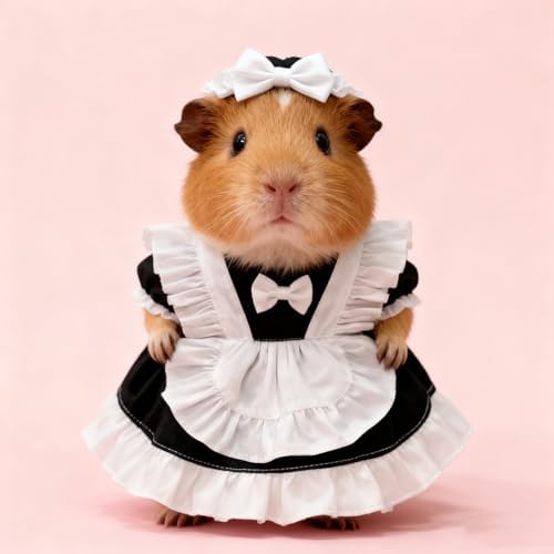 Pet Maid Outfit Cat Princess Dresses Adorable Costume for Cats Dogs Birthday Party, Black White S