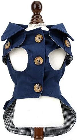 PAIDEFUL Trench Coat for Small Dogs, Blue, XXL