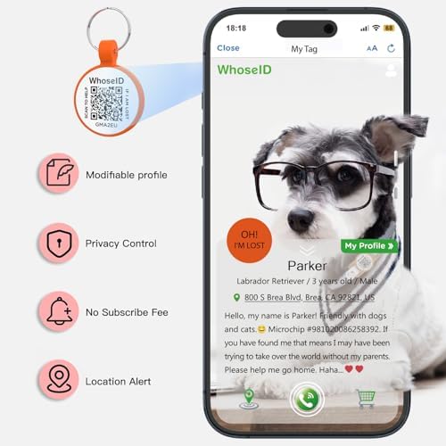 QR Code Cat Tag, Modifiable Pet Online Profile Display Page, Multiple Emergency Contact, Silicone Cat Tag, Lightweight, No Jinging, Collar Accessories (Medium to Large Breeds - 1.25", Orange)
