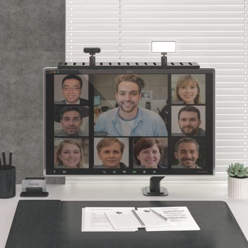 Mount Plus MDS12-2 All-In-One VESA Compatible Monitor Shelf for Device Organizer | Perfect for Online Meetings and Live Streaming Such As Cameras, Microphones, Spotlights, Webcams | Height Adjustable
