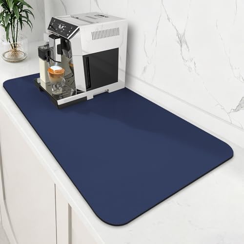 Coffee Mat Super Absorbent Dish Drying Mat Coffee Bar Mat 18"x 32", Blue