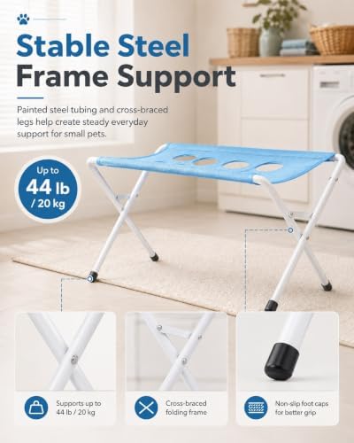 Foldable Pet Bathing Stand, 8-Hole Dog Grooming Hammock for Small Pets | Quick-Dry Support | Up to 44 lb | Painted Steel Frame | Space-Saving Storage