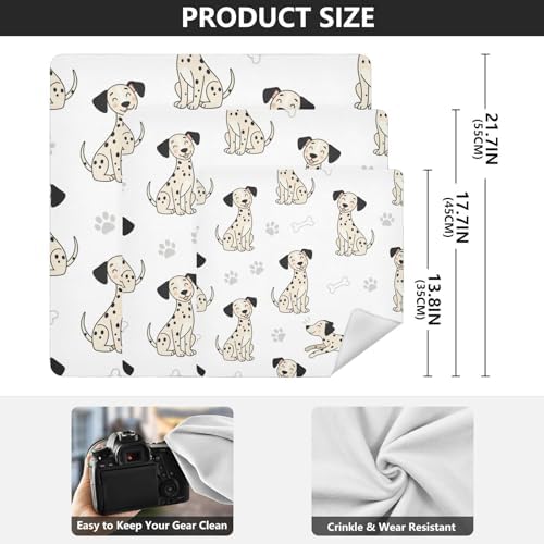 Emelivor Cute Dogs White Pets Pattern Self-Adhesive Magic Cloth Makeup Bag Portable Cosmetic Bag for Travelling Protector Wrapper for Camera Travel Makeup Organizer for Cosmetics, 21.7x21.7in