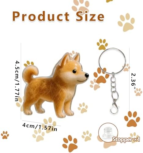 Pet Hair Keepsake Keychain Memorial Charm with Transparent Bottle for Collecting Dog or Cat Fur Portable Pet Hair Storage Capsule for Pet Lovers（Shiba Inu）