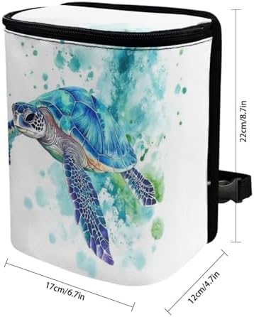 DISNIMO Tie Dye Sea Turtle Car Trash Can with Lid, Leak Proof Trash Bin Garbage Bag Collapsible Automatic Portable Trash Can, Easy to Clean, Used in Car Home Office