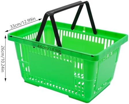 12 Pack Shopping Baskets with Handles, 18 L Plastic Shopping Cart(Green)