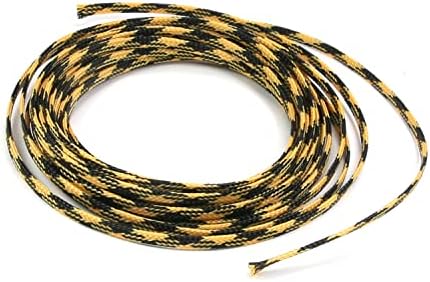 Jutagoss PET Expandable Braided Cable Sleeve, 16.4ft - 3/16 inch Black Yellow Cable Management Sleeve, Wire Loom Tube Cord Protector for USB Cable, Power Cord, Audio Video and More, 1Pc