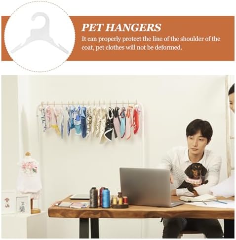 Outanaya Small Dog Clothes Hangers 10pcs Plastic Pet Clothing Hanger Rack for Cats and Dogs, White Small Size Organizer for Closet and Travel