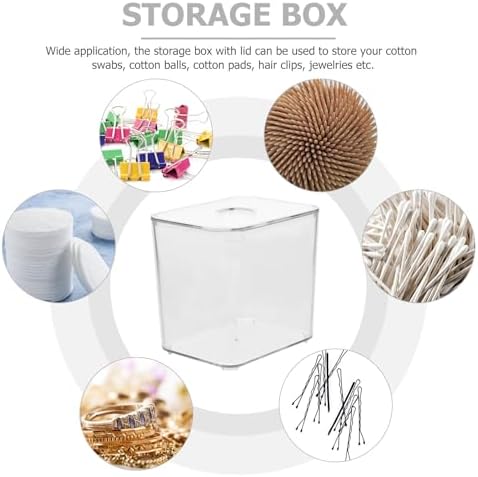 Happyyami 2pcs Cotton Swab Storage Box with Flat Lid Design, Stackable Pet Makeup Organizer for Home and Office, Sturdy Cotton Pads and Toothpick Holder