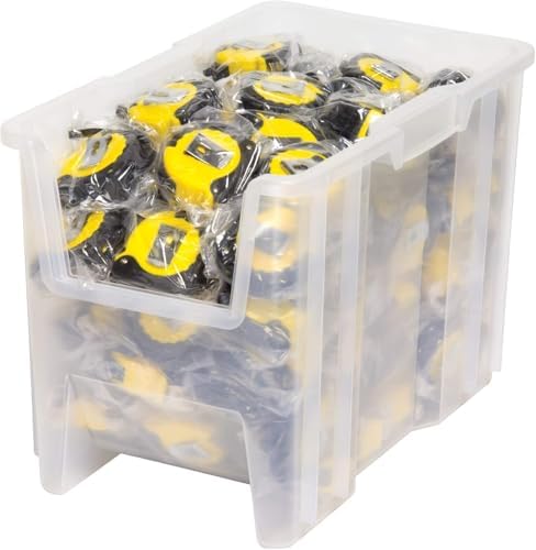 Akro-Mils Stak-N-Store Stackable Storage Bins, 17.5"x11"x12.5", Clear, 4-Pk
