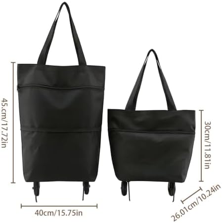 Foldable Shopping Cart Rolling Bag, Heavy Duty Wheeled Cart Bag | Portable Compact Cart for Groceries, Laundry & Camping Gear for Travel & Apartment Storage