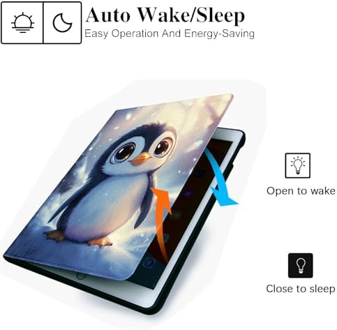 for Microsoft Surface Pro 7 Plus,Surface Pro 7/6/5/4 12.3" Tablet Case,Auto Wake/Sleep,Adjustable Stand Protective Cover - Cute Penguin